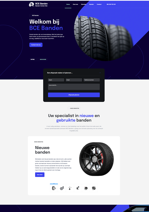 Website ontwerp en ontwikkeling voor BCE Banden