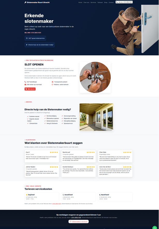 Website ontwerp en ontwikkeling voor Slotenmaker Buurt Utrecht (bouw & onderhoud)